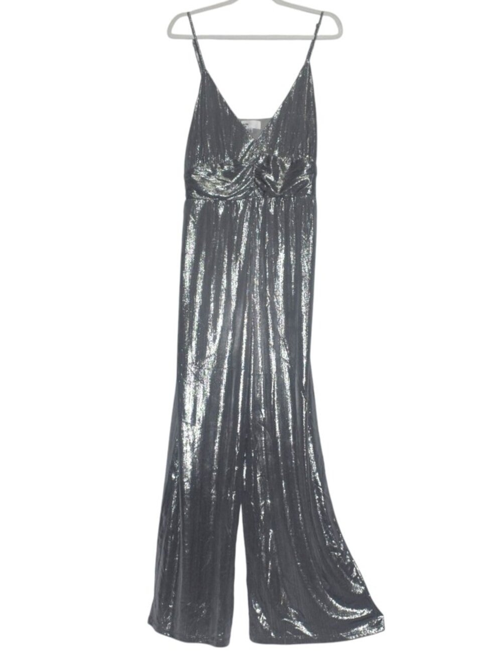 By the Way. Dalia Jumpsuit Wide leg Silver Metallic XL